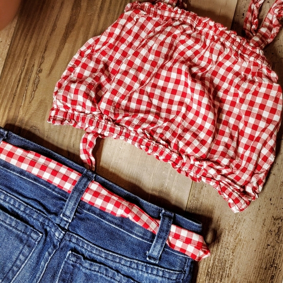 The Children's Place Girls Size 4/5 2 Pc Matching Outfit EUC Blue Red - Picture 14 of 15